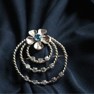 Vintage White Company Brooch Pin - 12 KT Gold-Plated with rhinestones